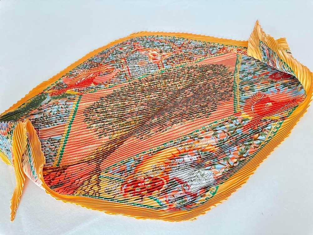 [Used Scarf] Hermes Pleated Carre Axis Mundi The … - image 7