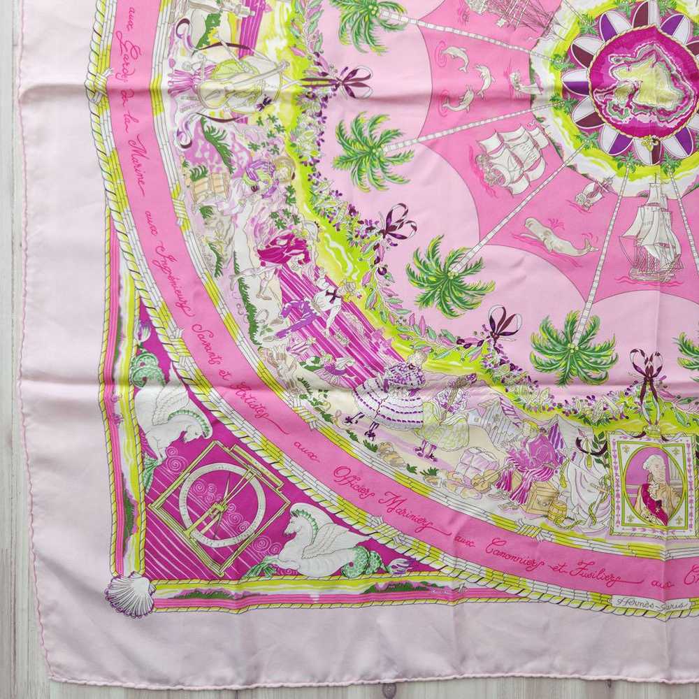 [Used Scarf] Hermes Carre90 Pink Silk Scarf - image 4