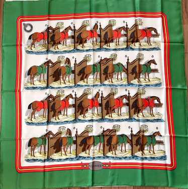 [Used Scarf] Hermes Scarf Kare90 Horse Green