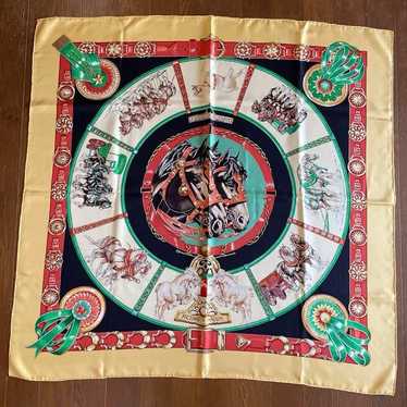 [Used Scarf] Hermes Popular Scarf Carre Chevaux D… - image 1
