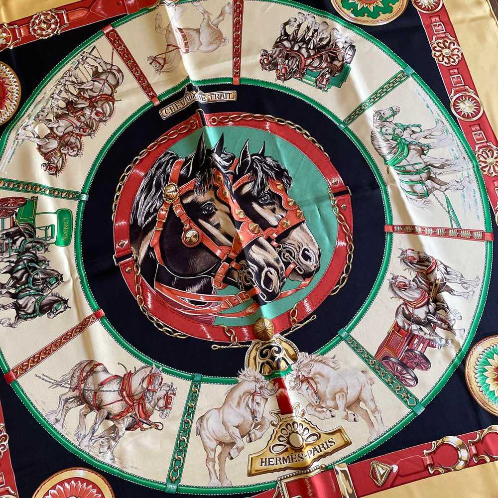 [Used Scarf] Hermes Popular Scarf Carre Chevaux D… - image 2