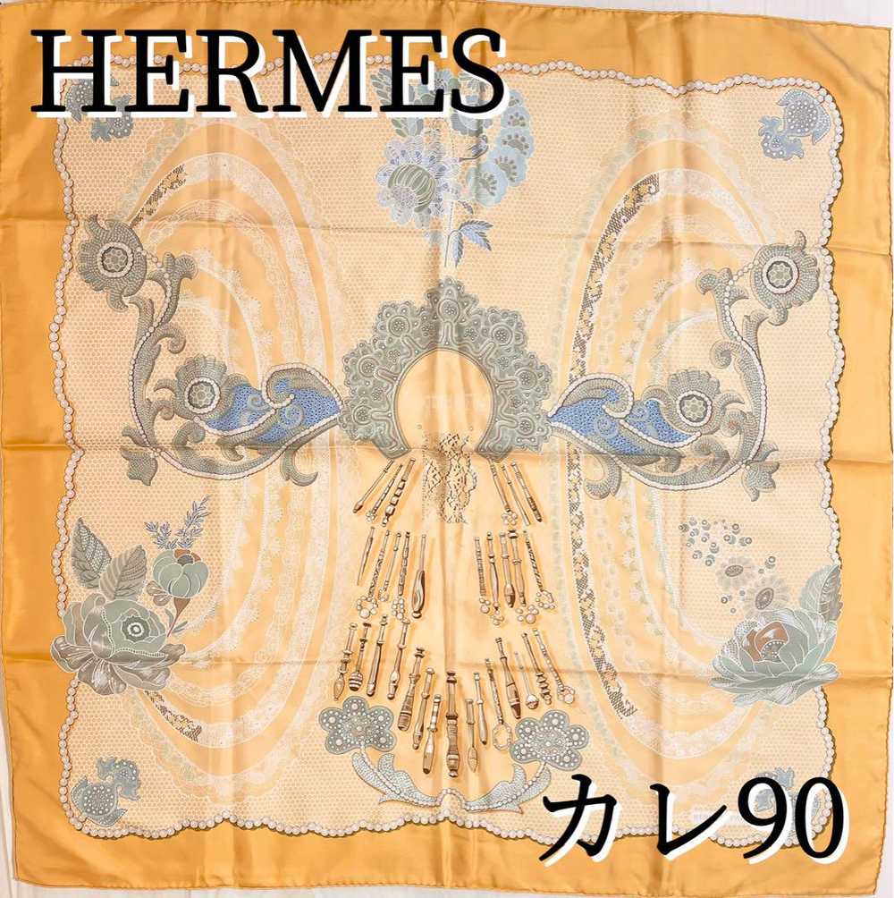 [Used Scarf] Rare Hermes Carre 90 Fairy Finger Ye… - image 1