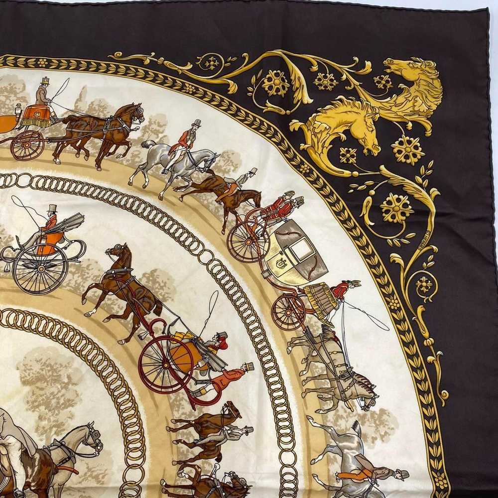 [Used Scarf] Rare Brown Hermes Carre 90 Scarf Wal… - image 3