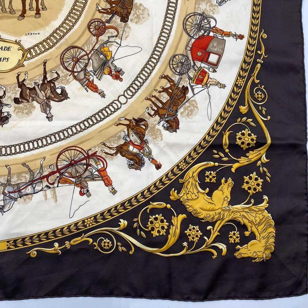 [Used Scarf] Rare Brown Hermes Carre 90 Scarf Wal… - image 4