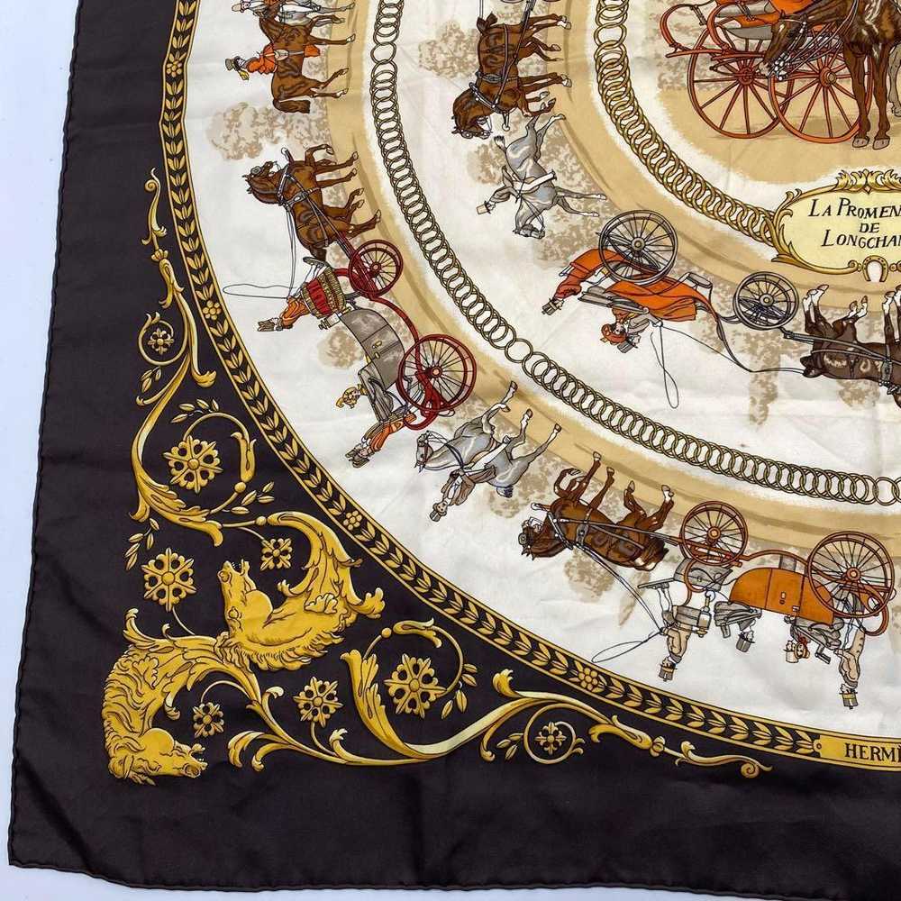 [Used Scarf] Rare Brown Hermes Carre 90 Scarf Wal… - image 5
