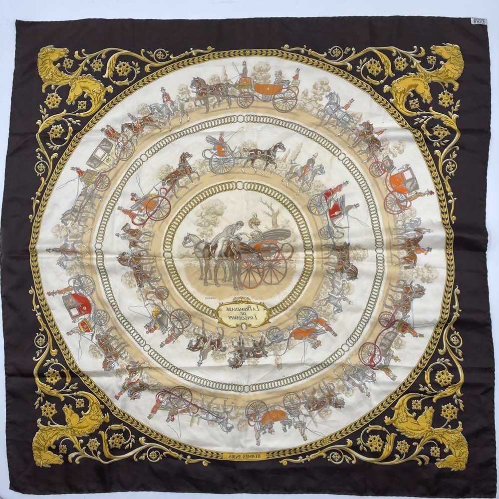 [Used Scarf] Rare Brown Hermes Carre 90 Scarf Wal… - image 7