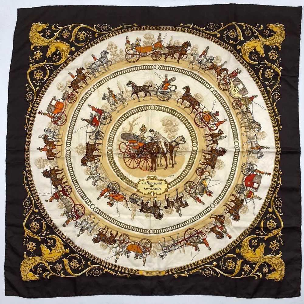 [Used Scarf] Rare Brown Hermes Carre 90 Scarf Wal… - image 8