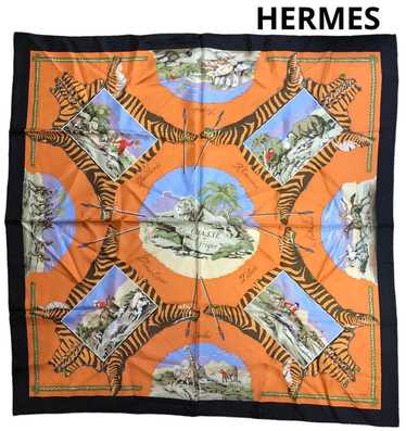 [Used Scarf] Hermes Scarf Large Carre90 Orange An… - image 1