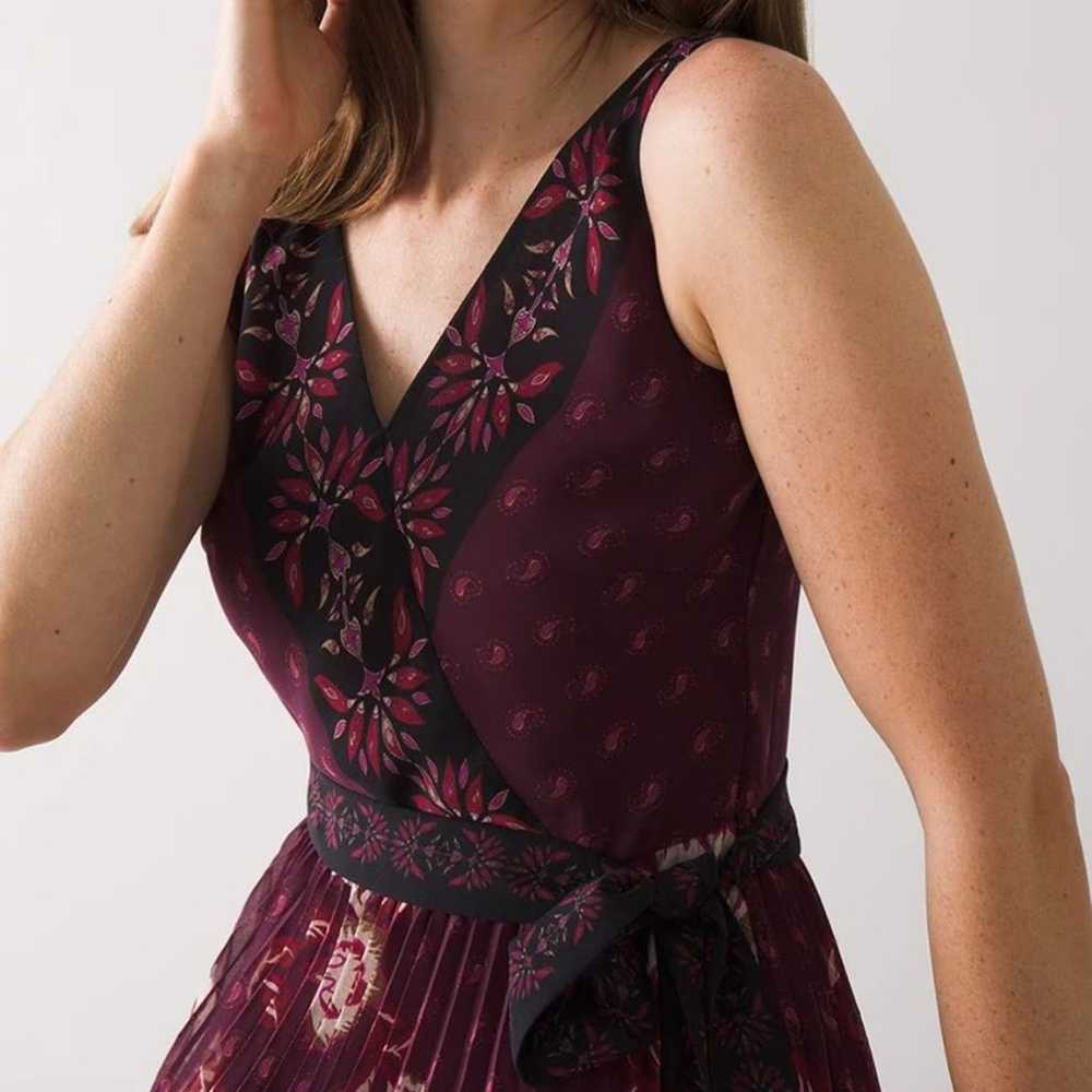 NEW WHBM Sleeveless Mixed-Print pleated skirt Mid… - image 2