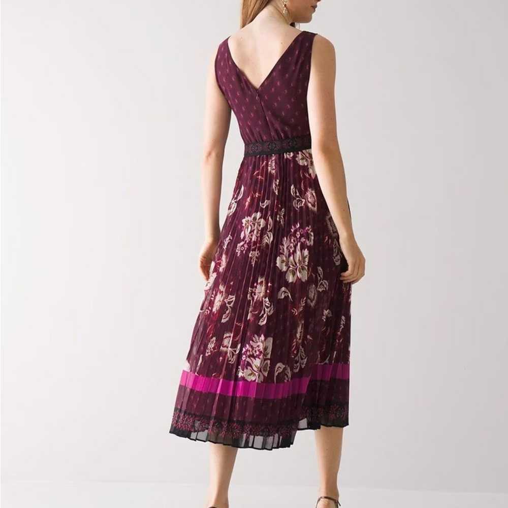 NEW WHBM Sleeveless Mixed-Print pleated skirt Mid… - image 3