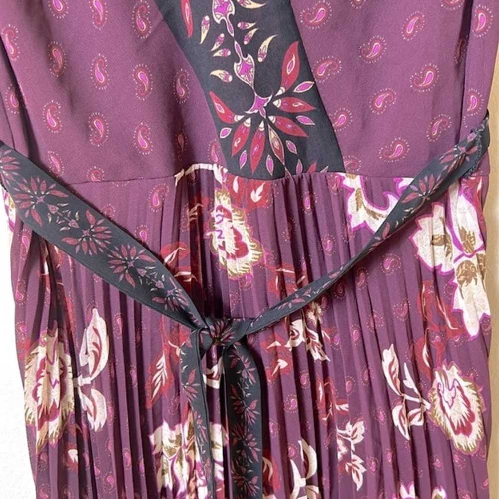 NEW WHBM Sleeveless Mixed-Print pleated skirt Mid… - image 6