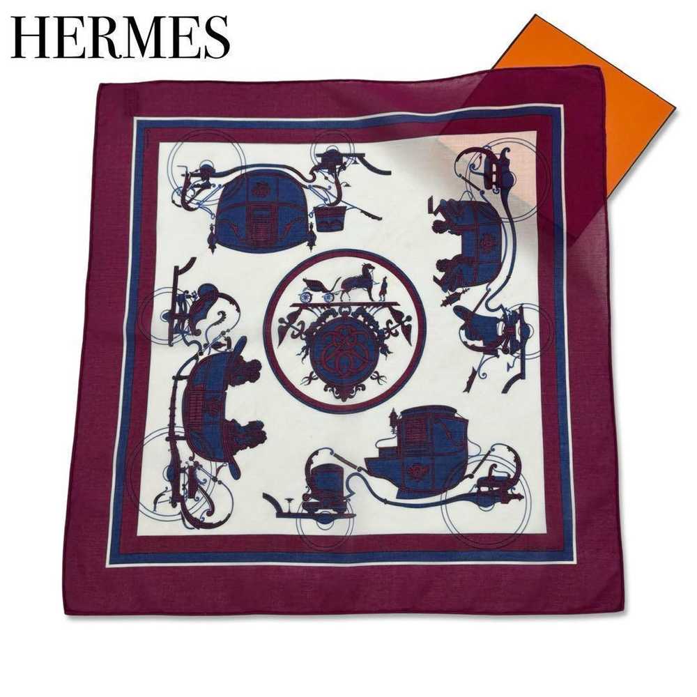 [Used Scarf] Hermes Handkerchief Scarf Cotton Car… - image 1