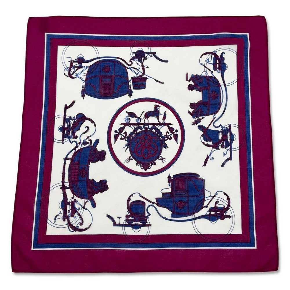 [Used Scarf] Hermes Handkerchief Scarf Cotton Car… - image 2