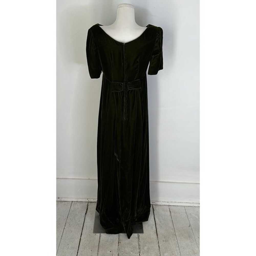 Vintage 70s Green Velvet Maxi With Bow Accents - image 2