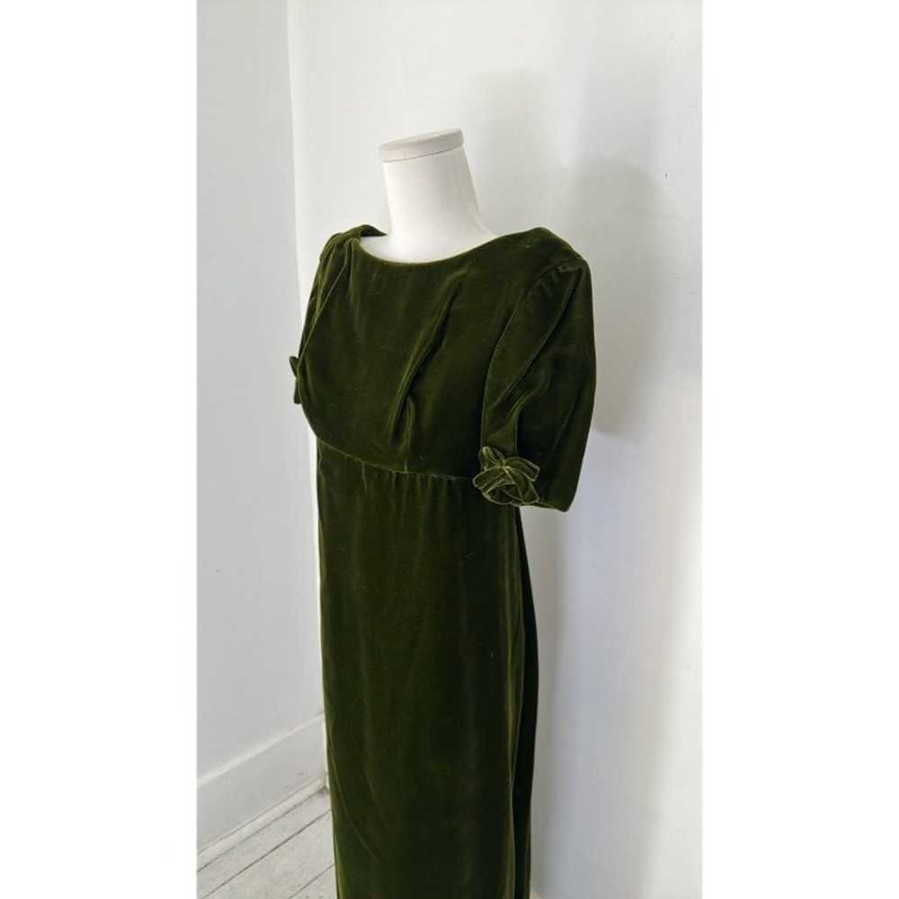 Vintage 70s Green Velvet Maxi With Bow Accents - image 3