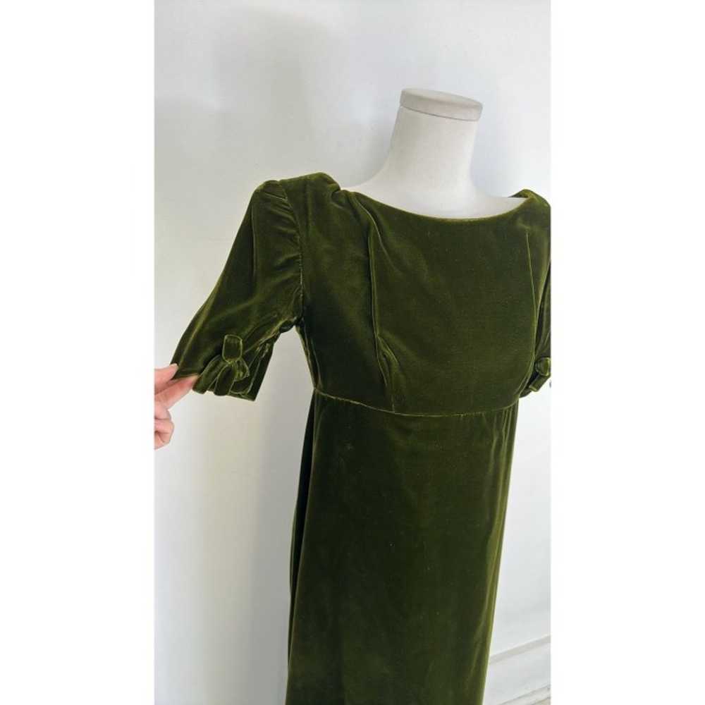 Vintage 70s Green Velvet Maxi With Bow Accents - image 4