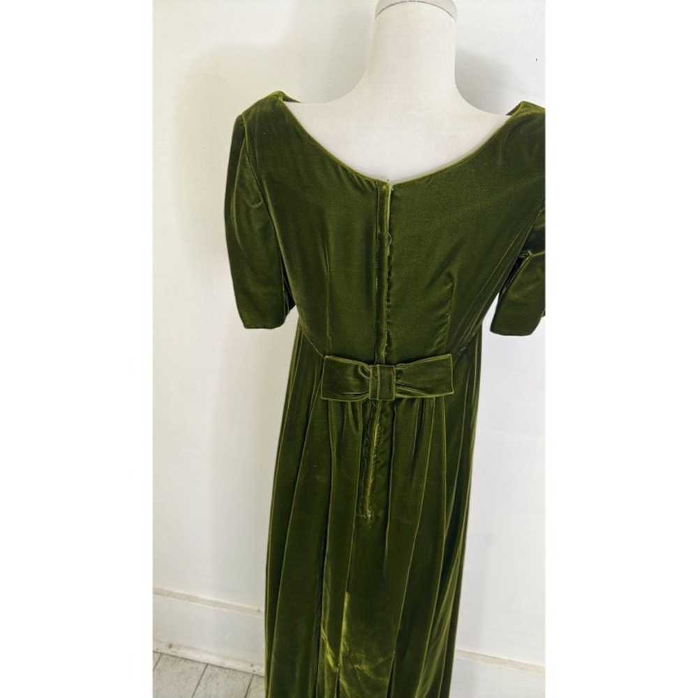 Vintage 70s Green Velvet Maxi With Bow Accents - image 5
