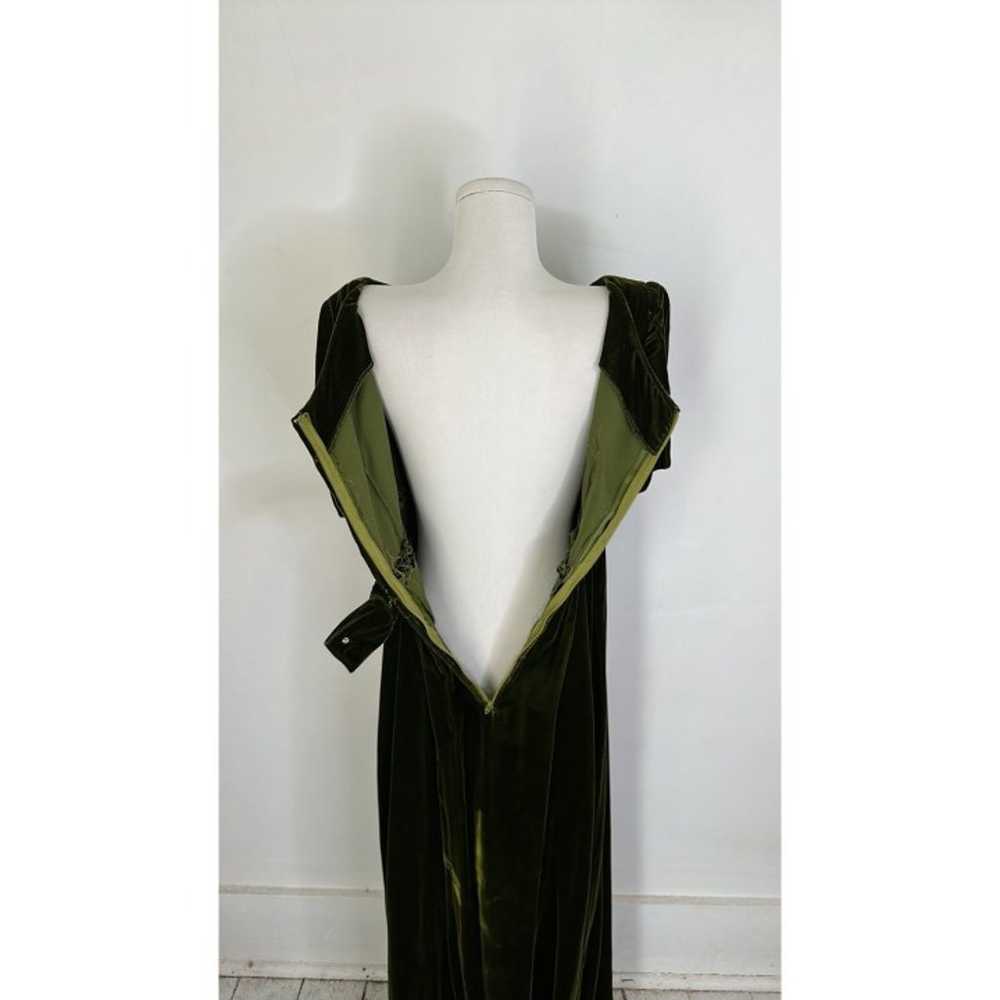 Vintage 70s Green Velvet Maxi With Bow Accents - image 6
