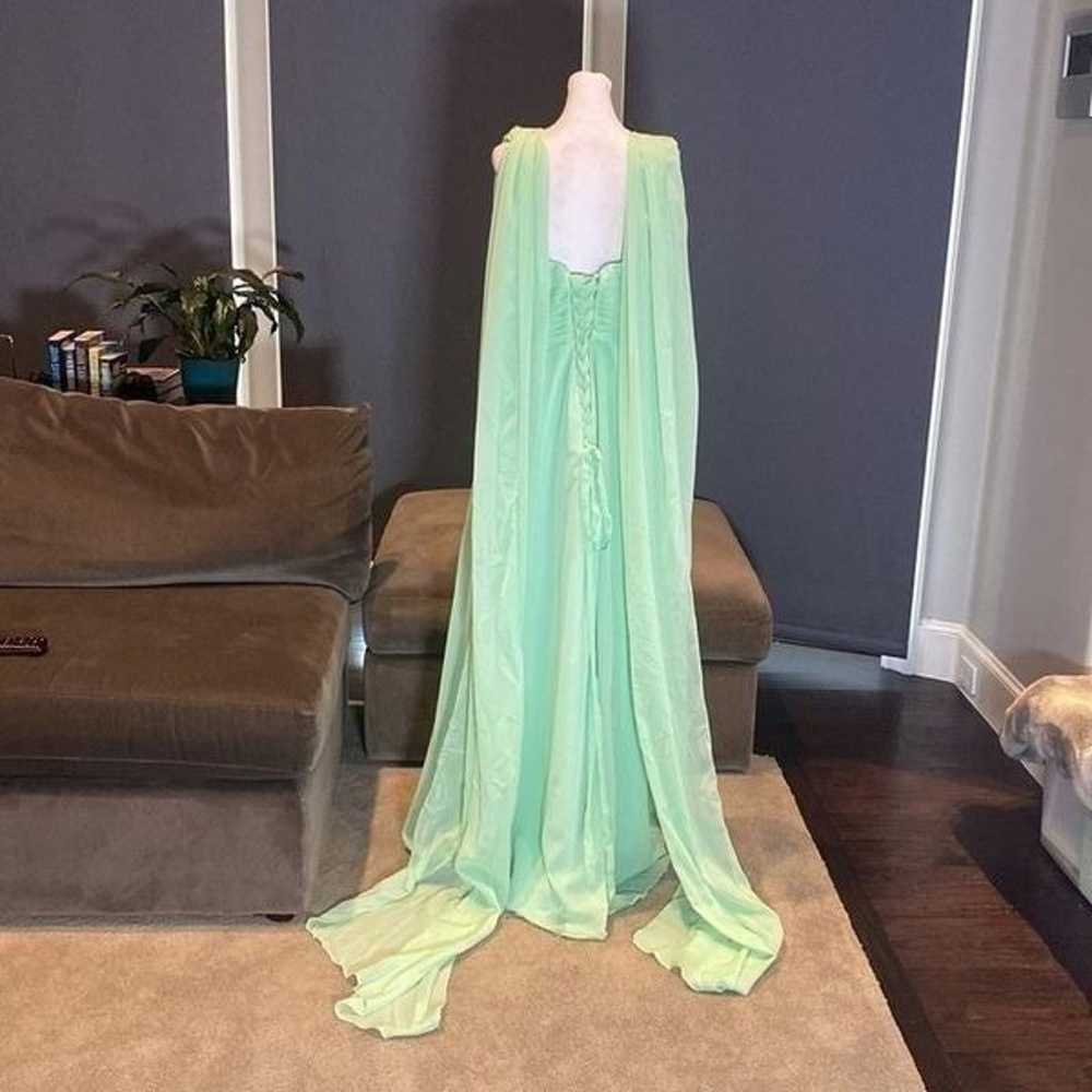 Women’s Full Length Sleeveless Green Chiffon Dres… - image 5