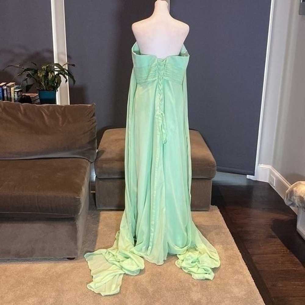 Women’s Full Length Sleeveless Green Chiffon Dres… - image 6