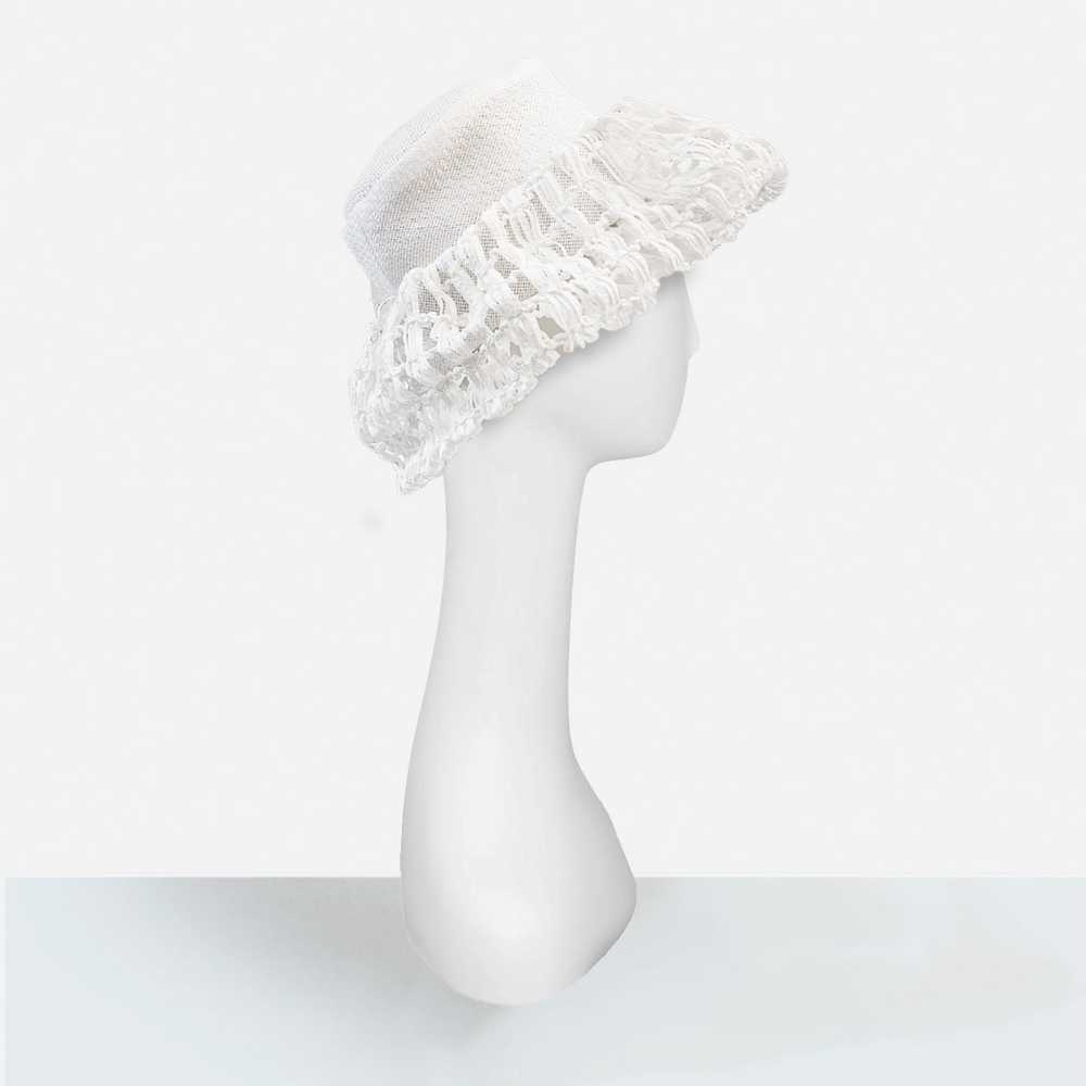 Archie Eason White Hat, Straw Waterfall Brim - image 3