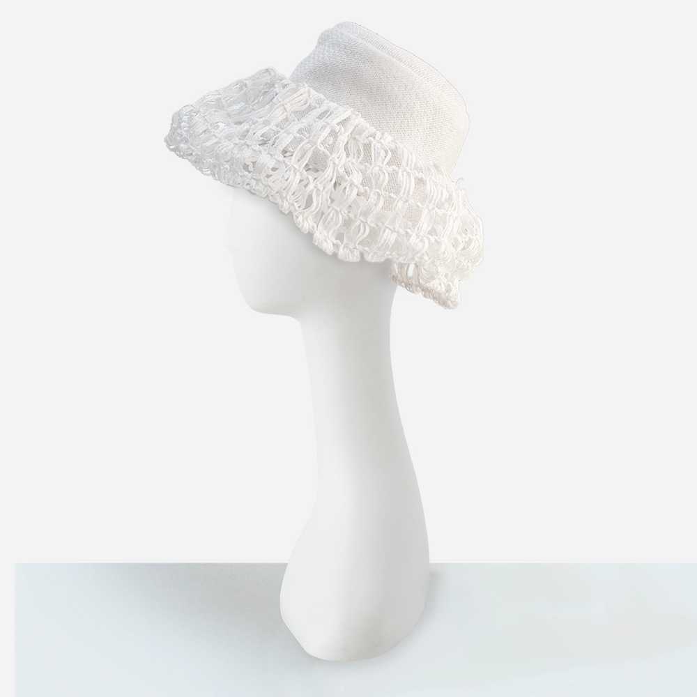 Archie Eason White Hat, Straw Waterfall Brim - image 5
