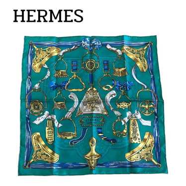 [Used Scarf] Hermes Scarf Carre 40 Etriers Green … - image 1