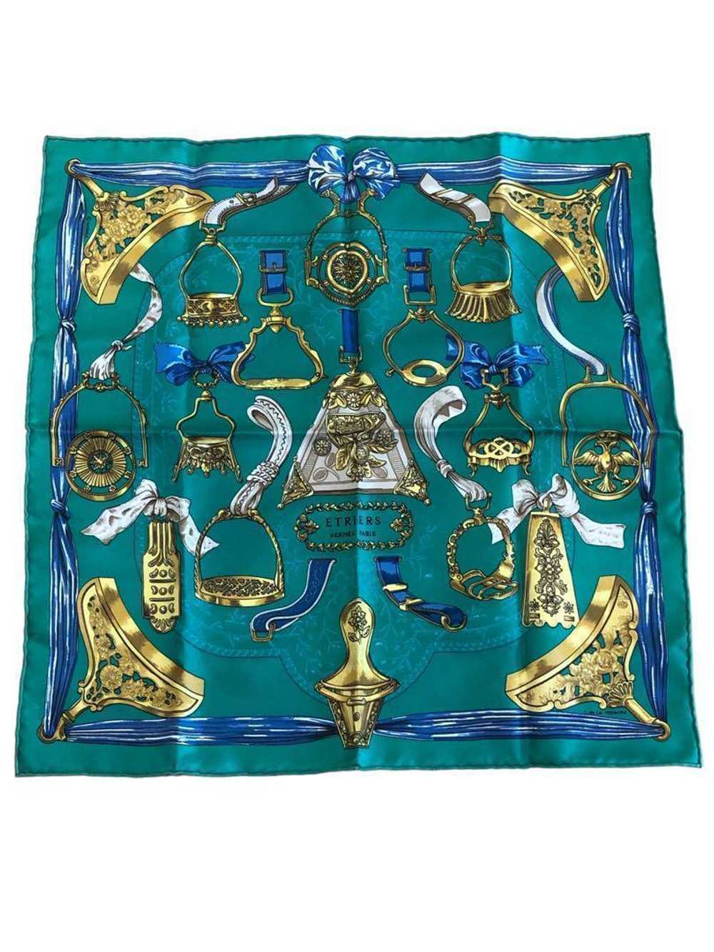 [Used Scarf] Hermes Scarf Carre 40 Etriers Green … - image 2