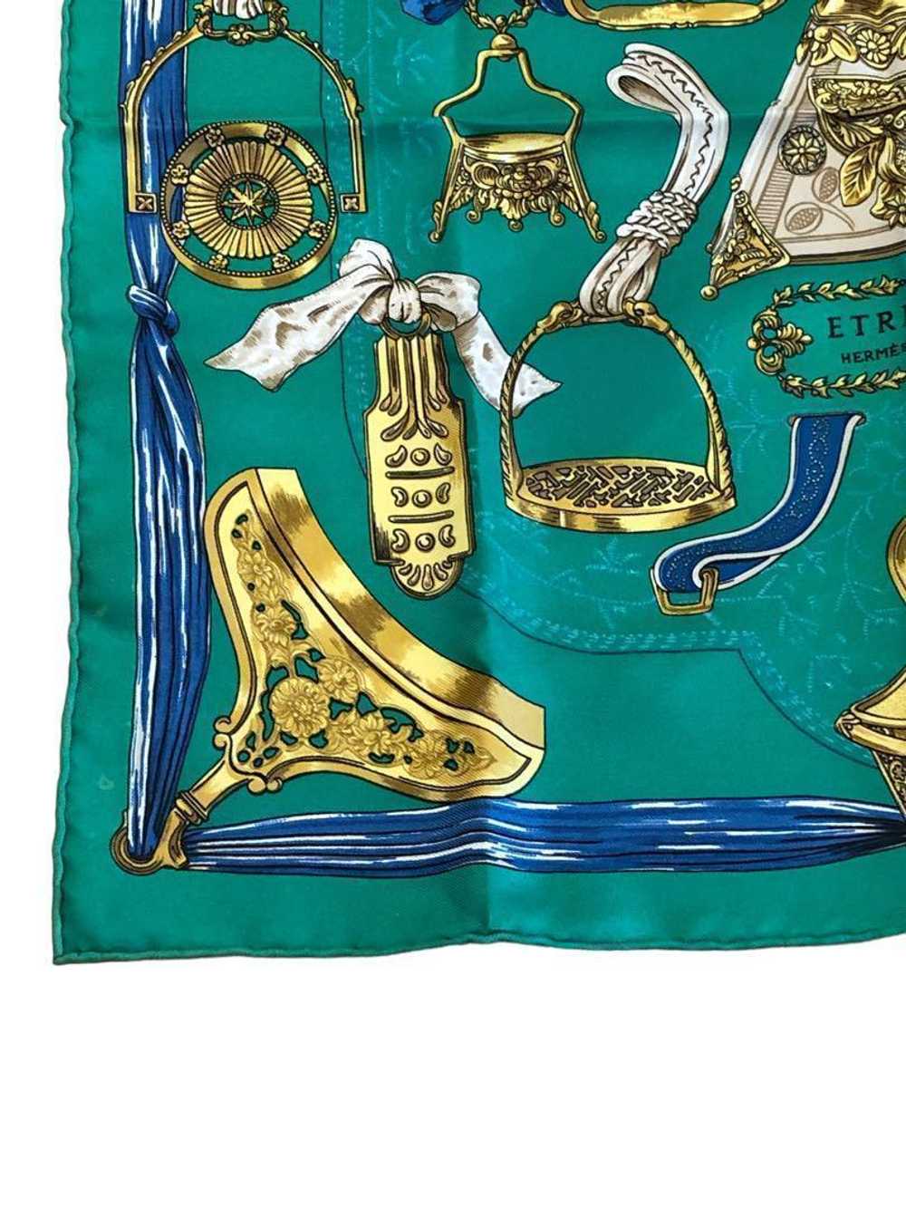 [Used Scarf] Hermes Scarf Carre 40 Etriers Green … - image 3