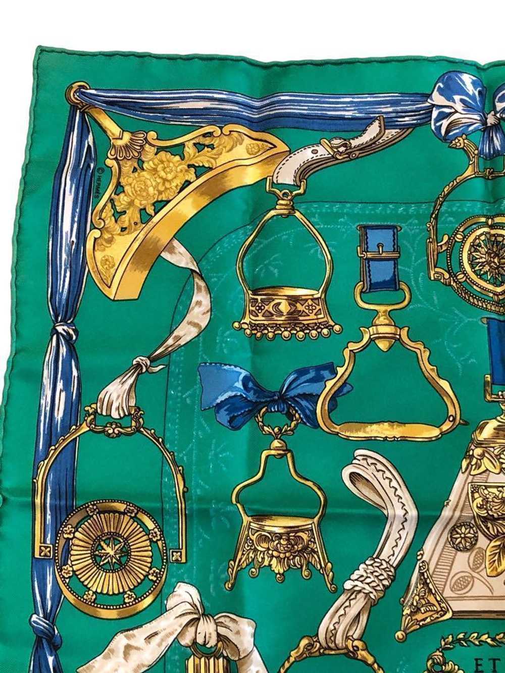 [Used Scarf] Hermes Scarf Carre 40 Etriers Green … - image 5