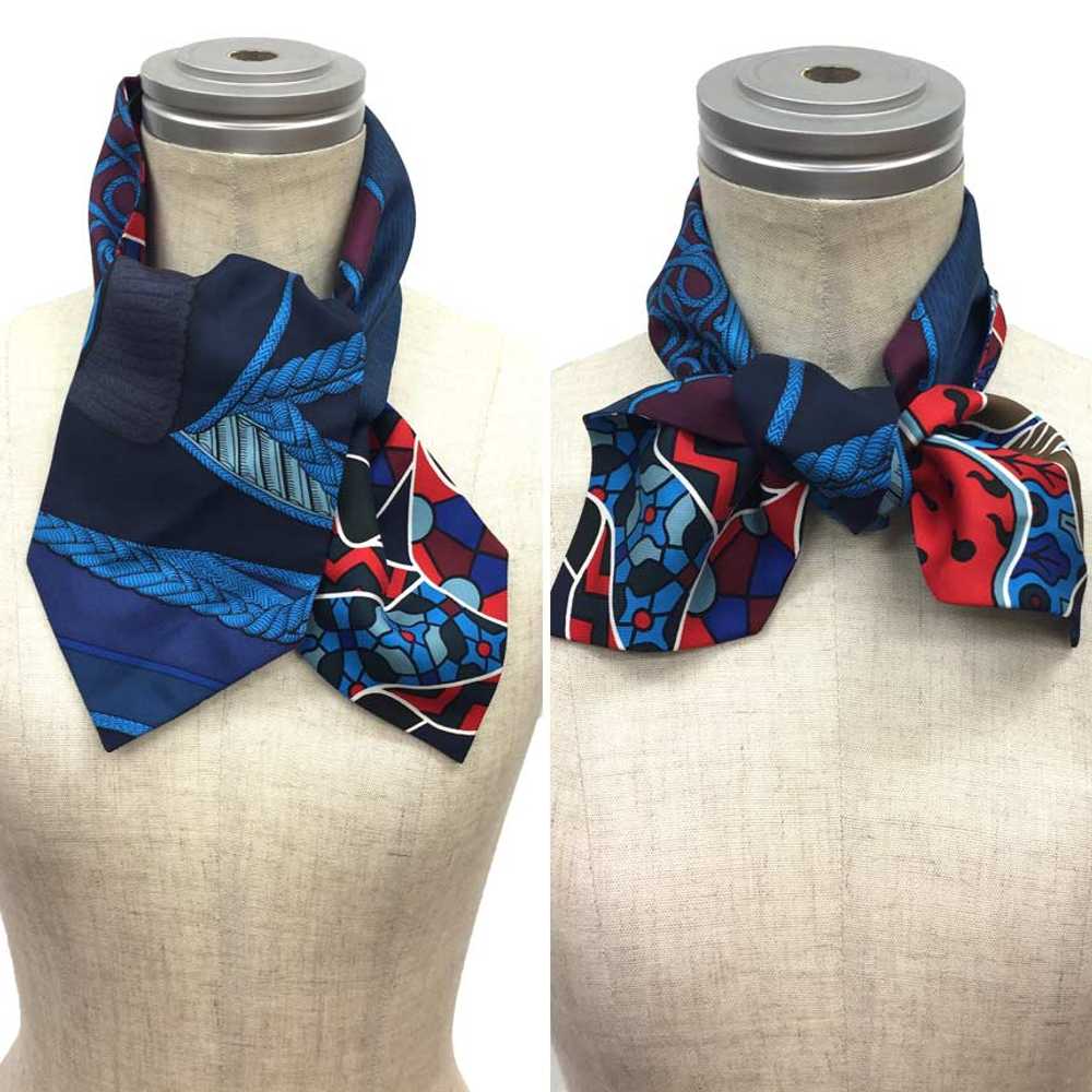 [Used Scarf] Hermes Twill Up Scarf Tie 100 Silk N… - image 2