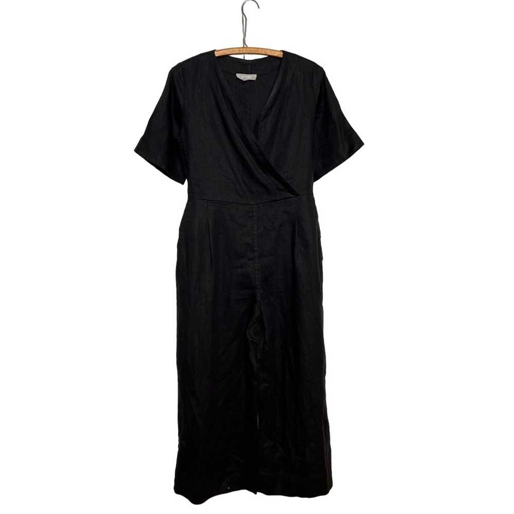 Everlane The Linen Cross-Front Jumpsuit Black Siz… - image 2