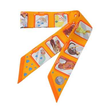 [Used Scarf] Hermes Twilly Story Silk Scarf Orang… - image 1