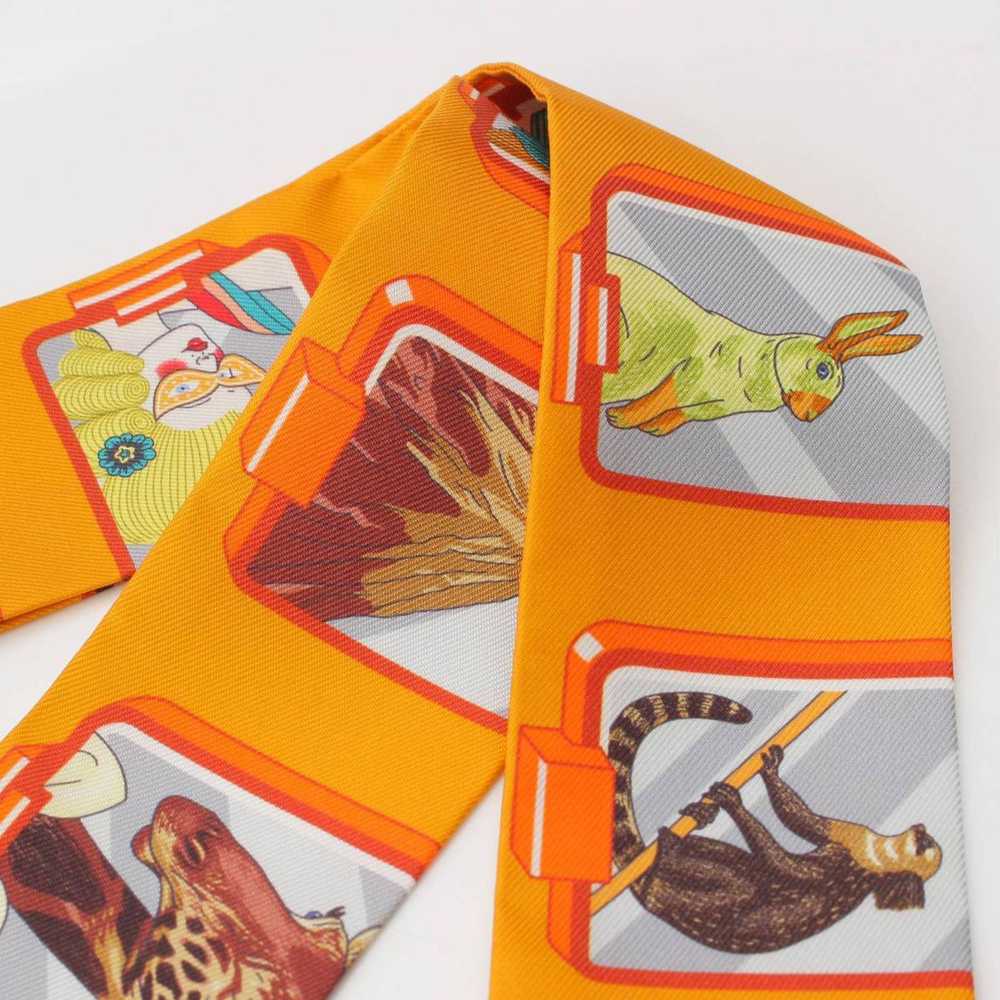 [Used Scarf] Hermes Twilly Story Silk Scarf Orang… - image 4