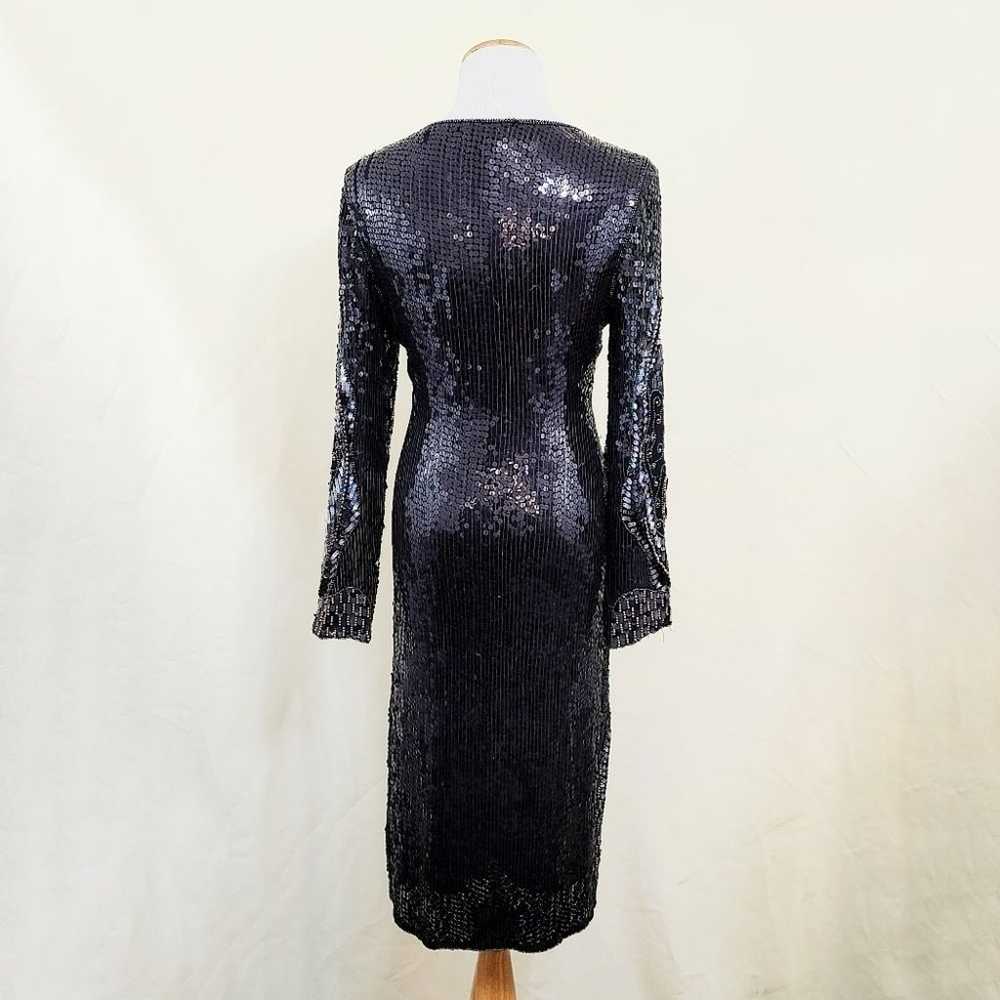 Vintage Beaded Silk Gown Black Dress Rainbow Irid… - image 2