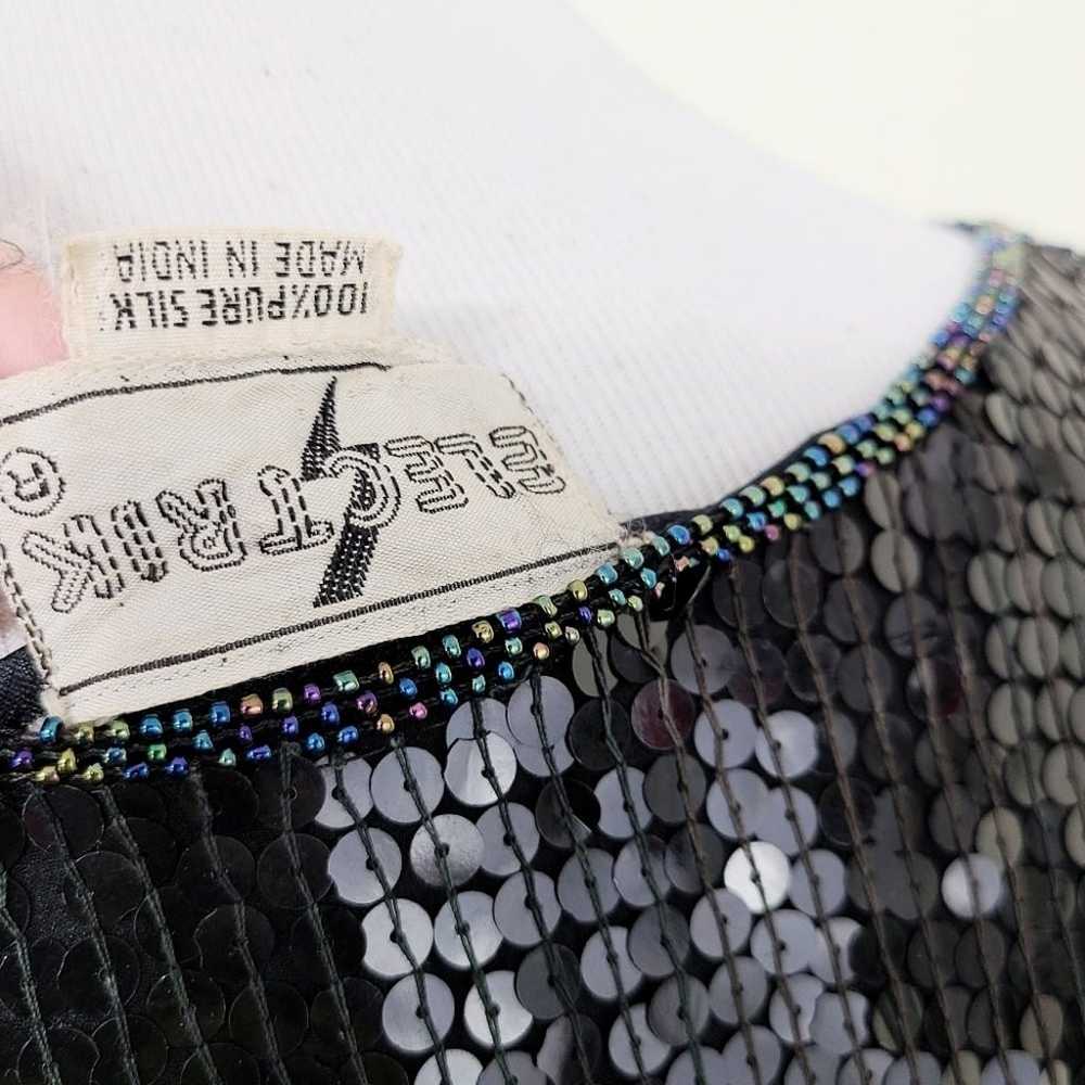 Vintage Beaded Silk Gown Black Dress Rainbow Irid… - image 8