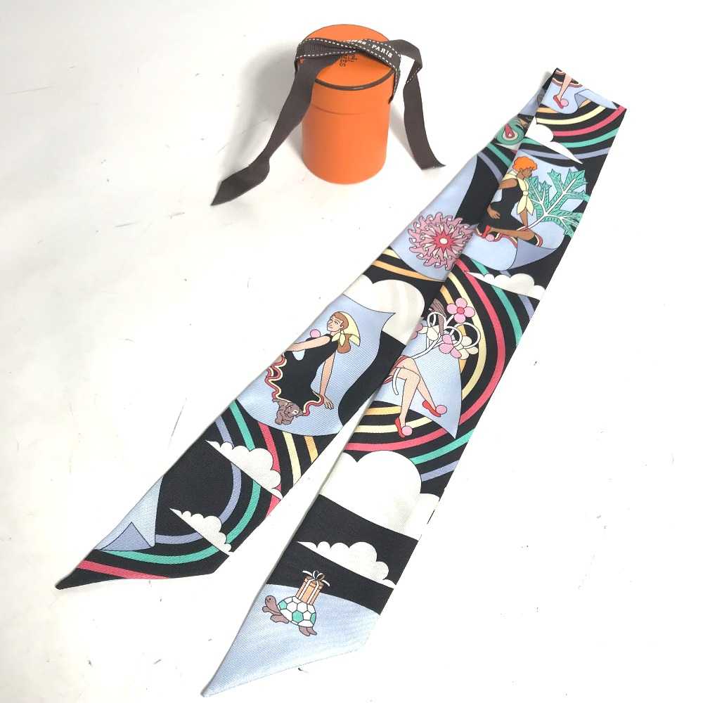 [Used Scarf] Hermes Flying Carres Volants Twilly … - image 8