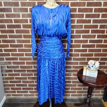A J Bari Blue Zebra Jacquard Vintage Silk Drop Wa… - image 1