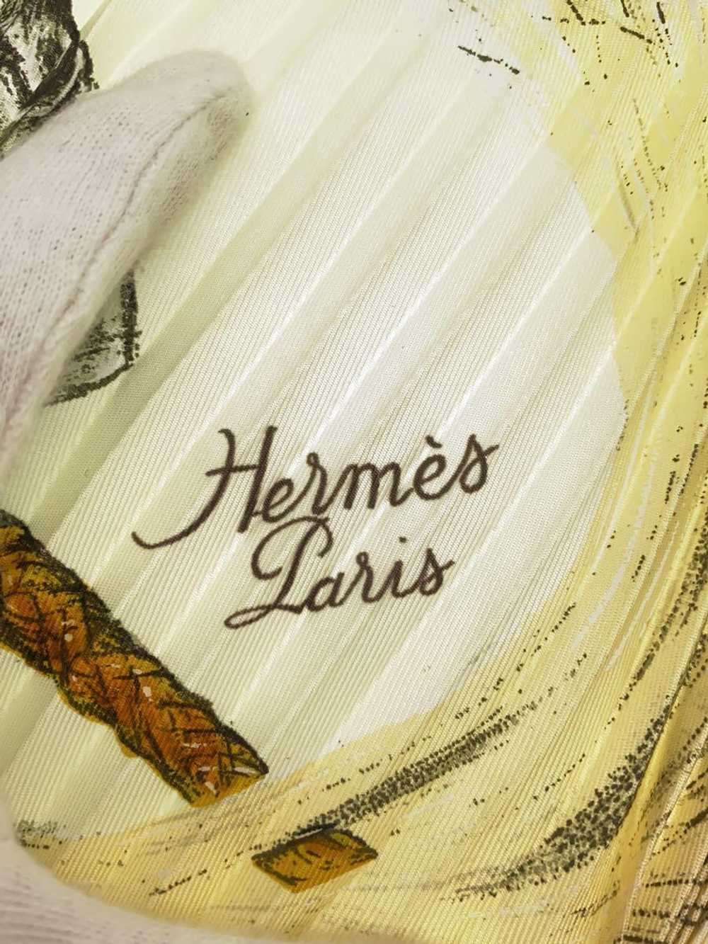 [Used Scarf] Used Hermes Pleated Scarf/Silk/Cream… - image 3