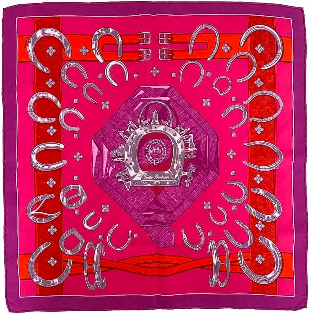 [Used Scarf] Hermes Mini Scarf Petit Carre Red Pi… - image 1