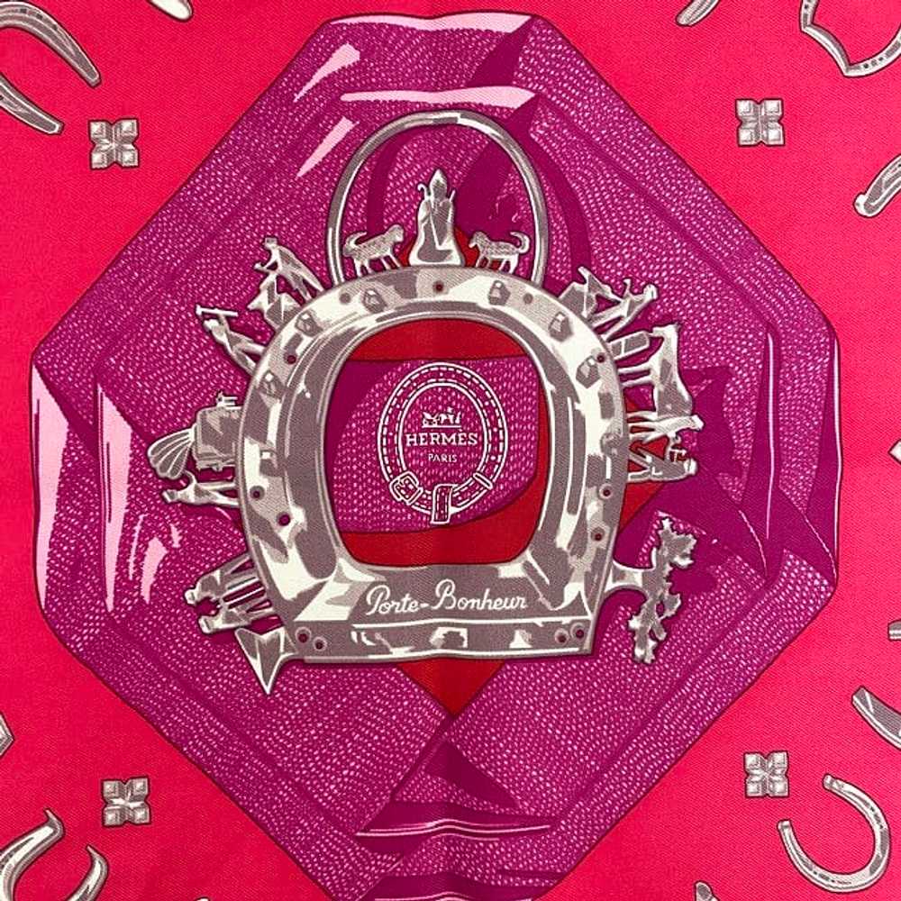 [Used Scarf] Hermes Mini Scarf Petit Carre Red Pi… - image 3