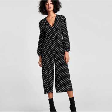 Zara Woman V Neck Dot Jumpsuit