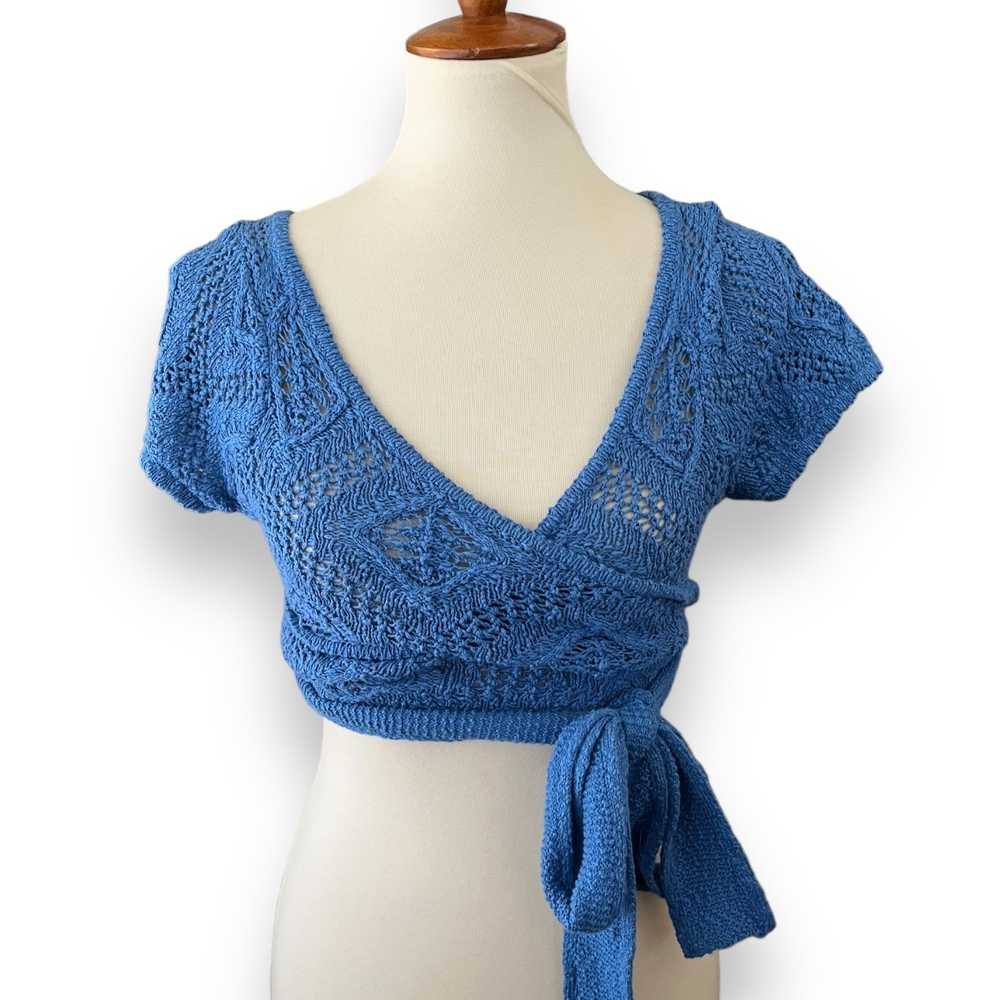 Urban Outfitters Blue Bolero Crochet Wrap Top Siz… - image 1