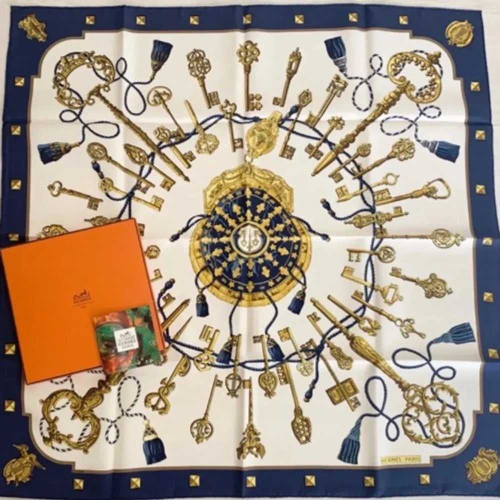 [Used Scarf] Used Hermes Carre90 Scarf Les Cles K… - image 1