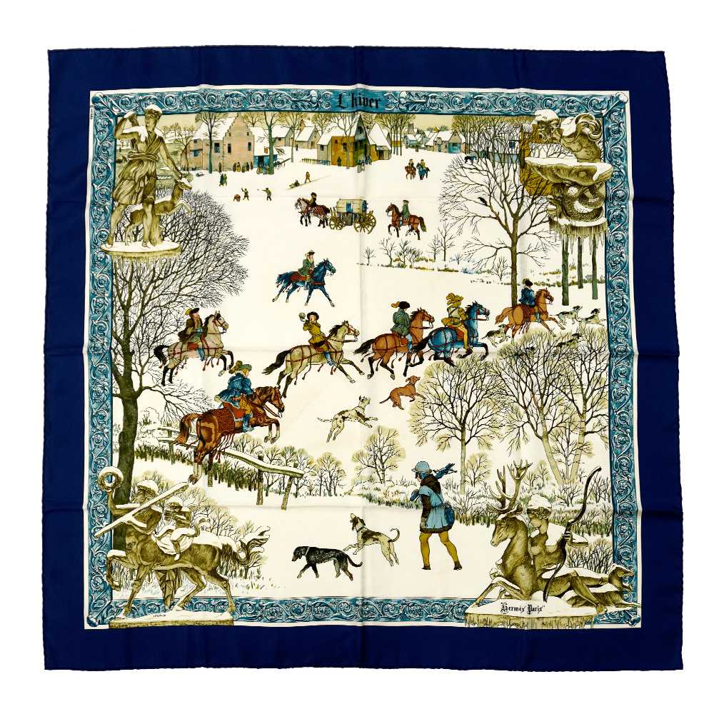 [Used Scarf] Used Hermes Silk Scarf Carre90 L'Hiv… - image 1