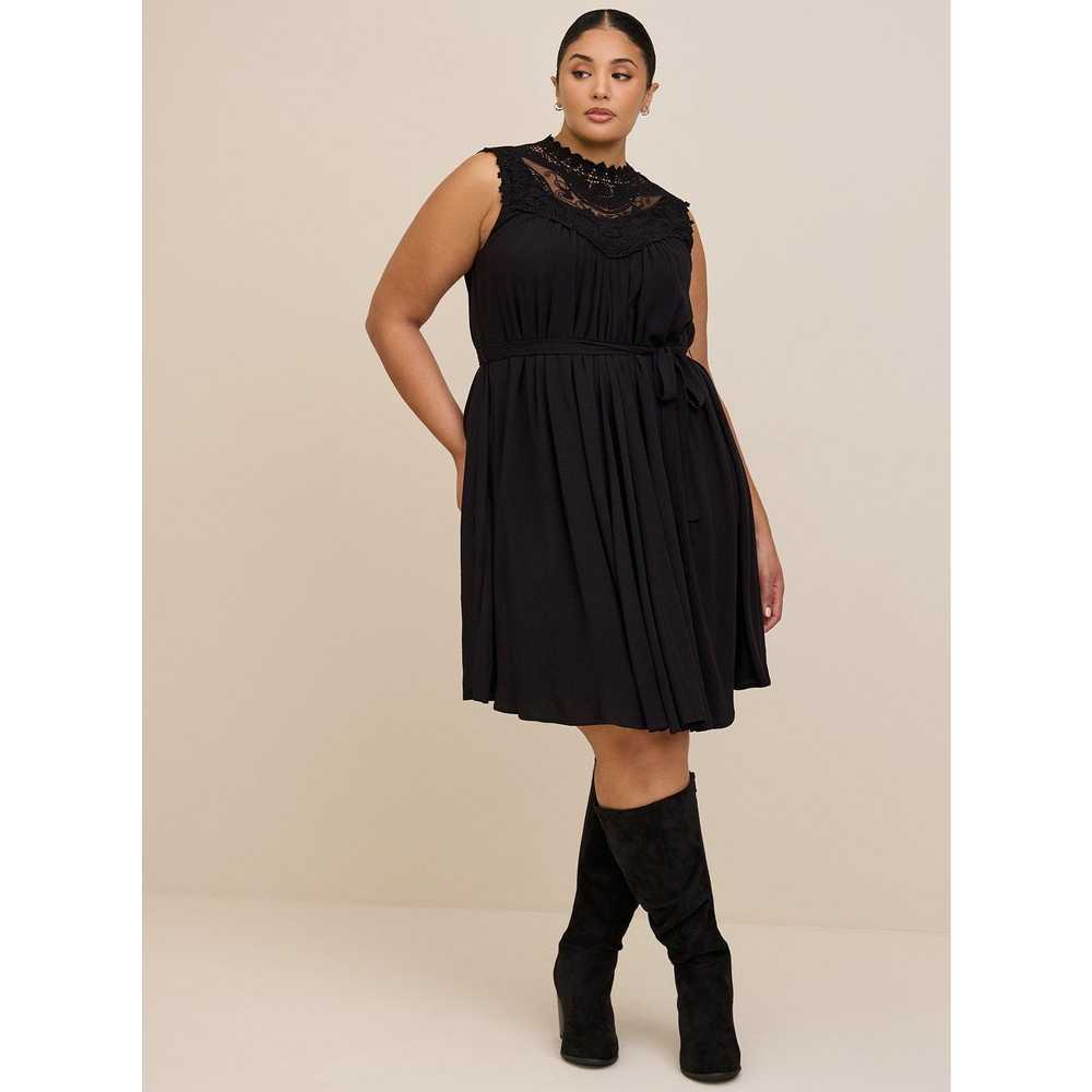 Torrid Mini Crinkle Gauze Crochet Dress Black 4X … - image 3