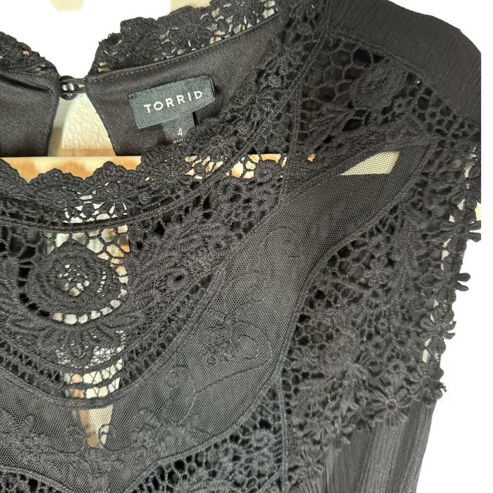 Torrid Mini Crinkle Gauze Crochet Dress Black 4X … - image 7