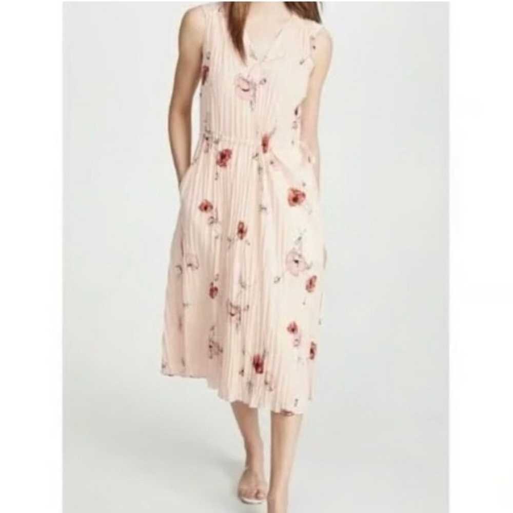 Vince Tossed Poppy Pleated Dress (Pink) xs - image 1
