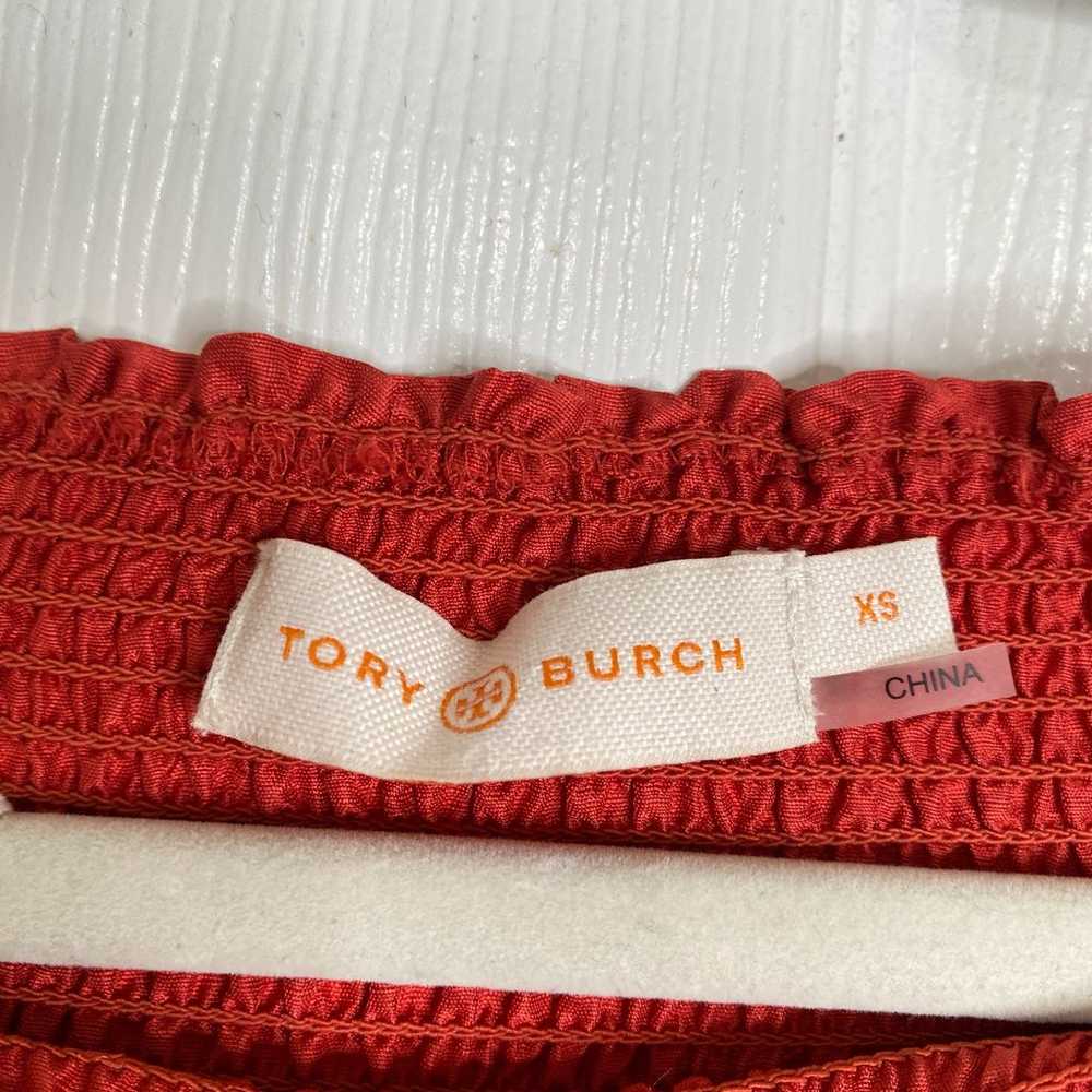 TORY BURCH Off the Shoulder Orange Midi Dress Sil… - image 7