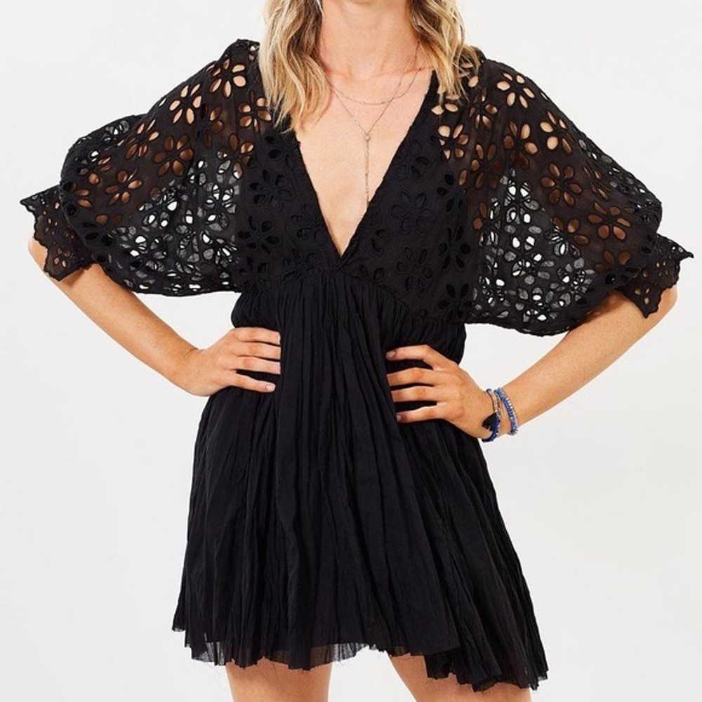 FREE PEOPLE Bella Note A-Line Black Lace Dress - image 1